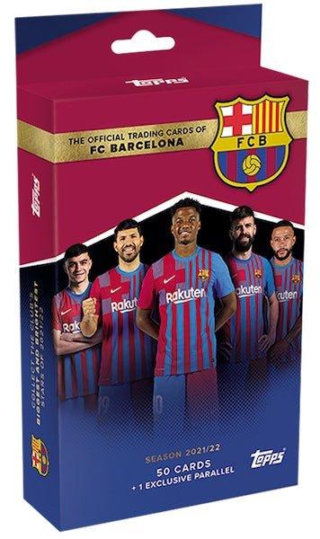 2021-22 Topps FC Barcelona focis kártyacsomag doboz, játékosok képeivel, hivatalos logóval