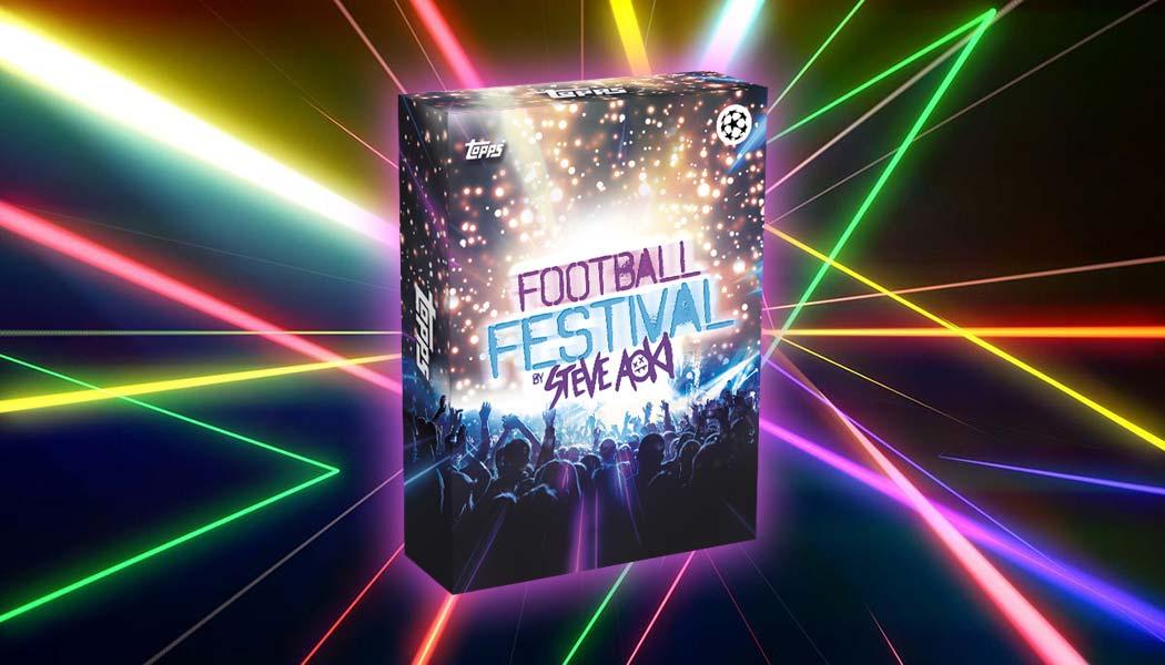 Topps Steve Aoki Football Festival UEFA Champions League kártyadoboz színes lézerekkel